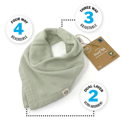 Organic Scarf Bib Set (Sage, Caramel, Charcoal)